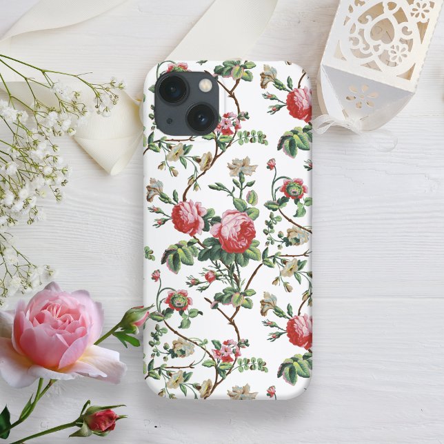 Elegant Chic Vintage Pink Rose Floral Case-Mate iPhone Case