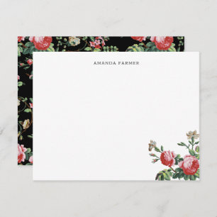 Elegant Chic Vintage Pink Rose Floral Note Card