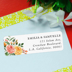 Elegant Chic Watercolor Floral Address Label Return Address Label