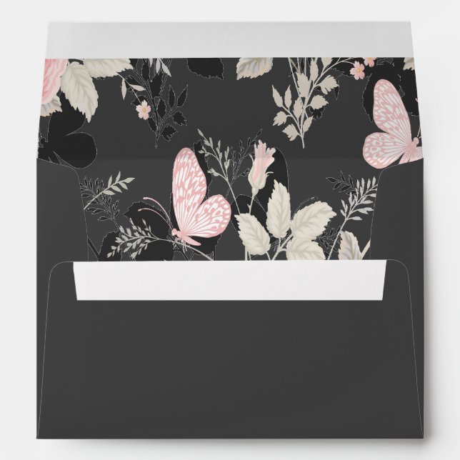 Elegant chic watercolor Floral and butterfly Envelope (Back (Bottom))