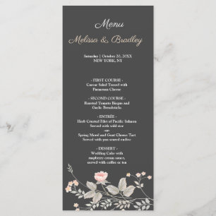 Elegant chic watercolor Floral Wedding Menu