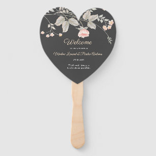 Elegant chic watercolor Floral Wedding Program Hand Fan