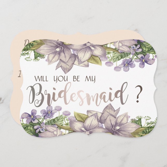 Elegant Chic Watercolor Flowers  Bridesmaid Card (Front/Back)