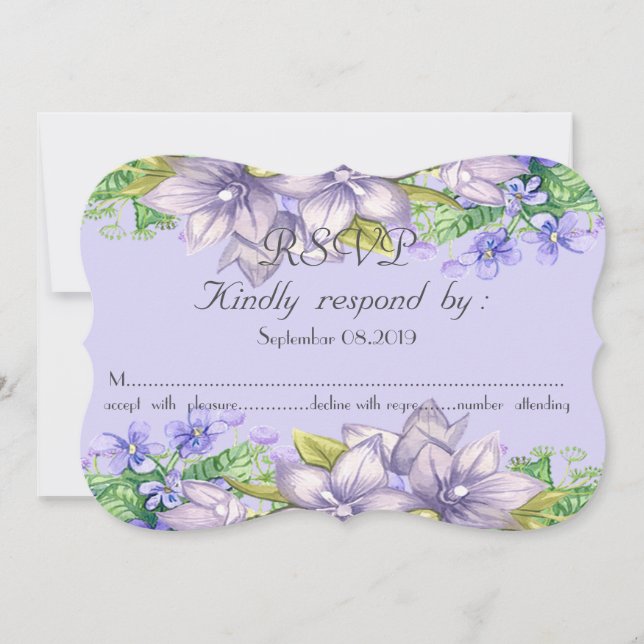 Elegant Chic Watercolor  Flowers  RSVP Invitation (Front)