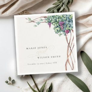 Elegant Chic Watercolor Grapevine Foliage Wedding Napkin