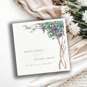 Elegant Chic Watercolor Grapevine Foliage Wedding Napkin