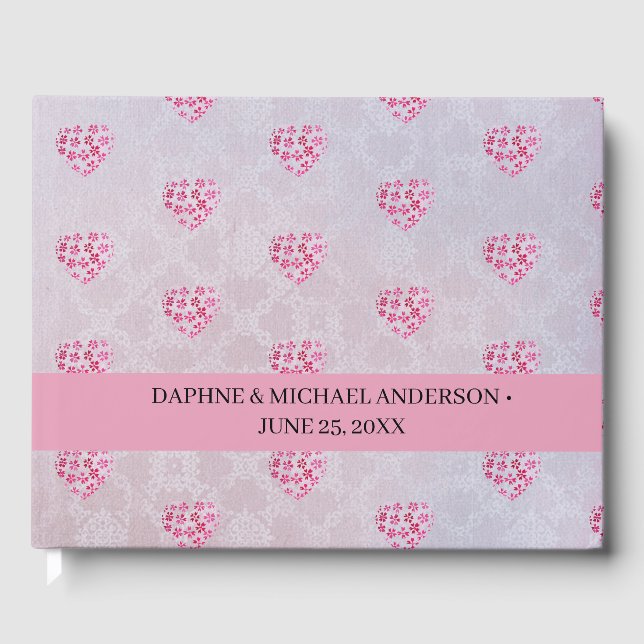 Elegant Chic Wedding Modern Simple Purple Pink Guest Book (Front)