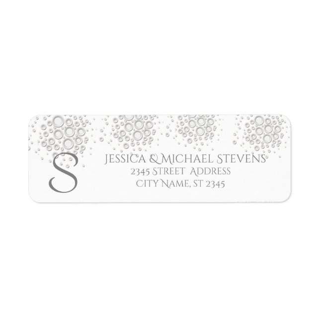 Elegant chic white confetti monogram wedding return address label (Front)