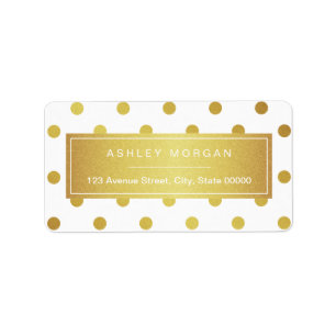 Elegant Chic White Gold Glitter Polka Dots Label