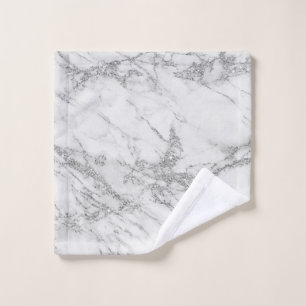 Elegant chic white grey silver glitter marble wash cloth