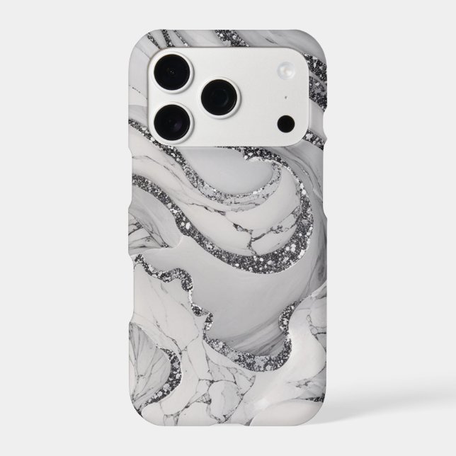 Elegant chic white grey silver marble Patterns (Back)