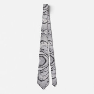 Elegant chic white grey silver marble Patterns Tie