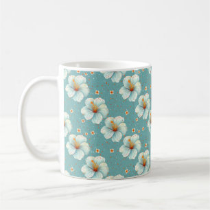 Elegant Chic White Stylish Modern Flowers Coffee Mug