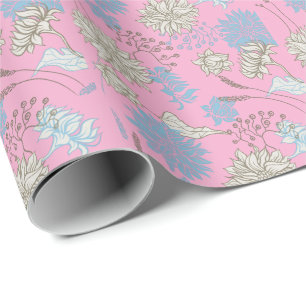 Elegant Chic Wildflower Pink Wrapping Paper