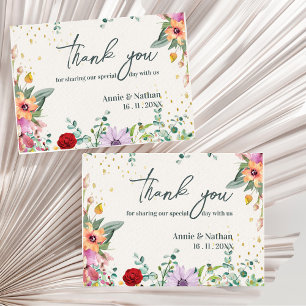 Elegant Chic Wildflowers Floral Wedding Thank you Postcard