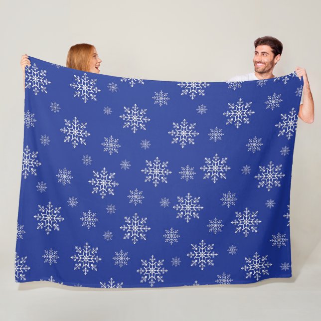 Elegant Chic Winter Modern Snow Christmas Fleece Blanket (In Situ)