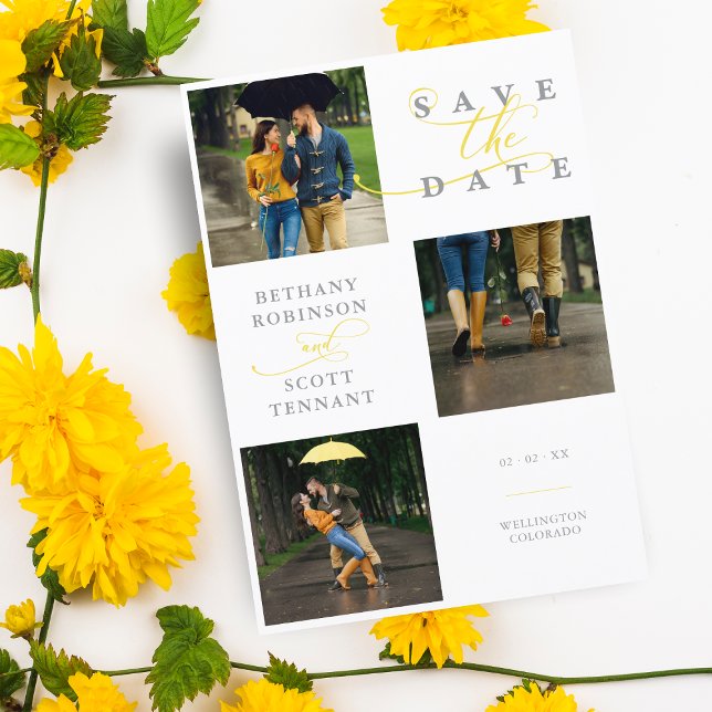 Elegant Chic Yellow 3 Photos Sophisticated Wedding (Creator Uploaded)