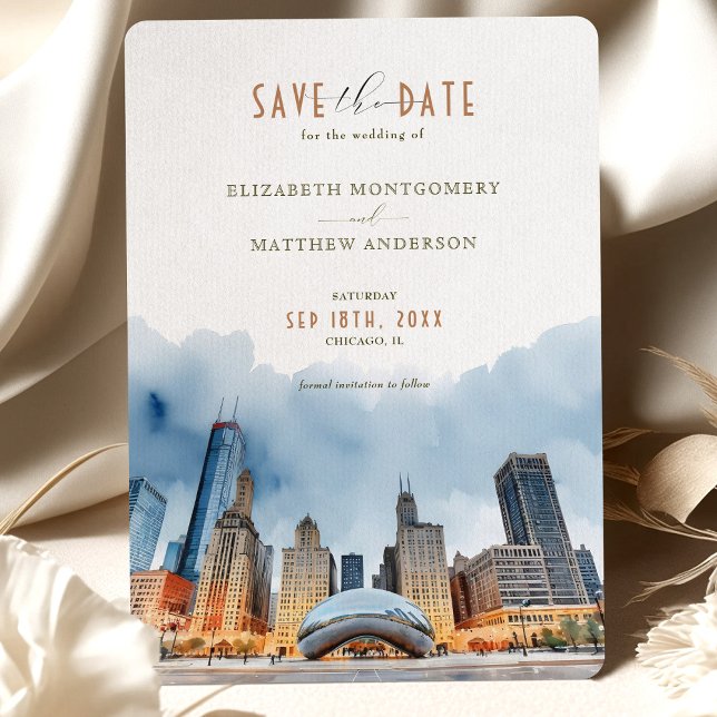 Elegant Chicago, Illinois Save-the-Date Invitation (Creator Uploaded)