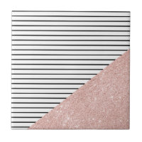 Elegant chick black stripes and rose gold glitter