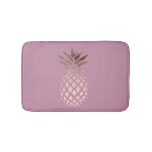 elegant chick clear rose gold tropical pineapple bath mat