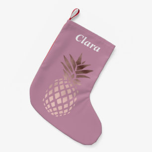 elegant chick clear rose gold tropical pineapple small christmas stocking