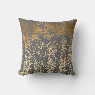 elegant chick faux gold and grey brushstrokes cushion