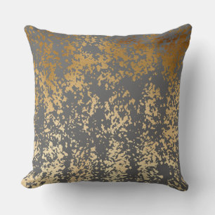 elegant chick faux gold and grey brushstrokes cushion