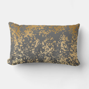 elegant chick faux gold and grey brushstrokes lumbar cushion