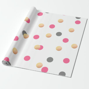 elegant chick faux gold grey pink confetti dots wrapping paper