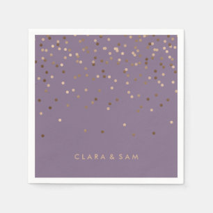 elegant chick glam rose gold confetti dots violet napkin