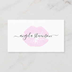Elegant chick lilac purple lips logo makeup artist business card