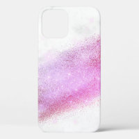 Elegant chick ombre pink & purple glitter marble