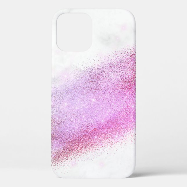 Elegant chick ombre pink & purple glitter marble Case-Mate iPhone case (Back)