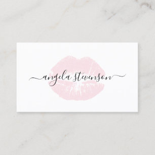 Elegant chick pastel pink lips logo makeup artist business card