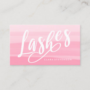Elegant chick pink watercolor brushstrokes lashes business card