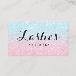 Elegant chick rose gold aqua glitter lashes business card