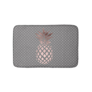 elegant chick rose gold foil pineapple polka dots bath mat
