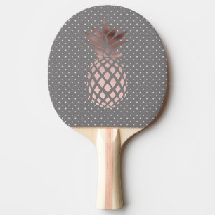 elegant chick rose gold pineapple polka dots ping pong paddle
