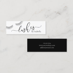 Elegant chick silver glitter lashes mini business card