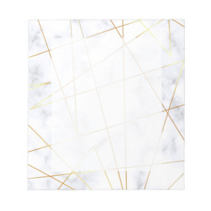 elegant chick white marble faux gold geometric notepad