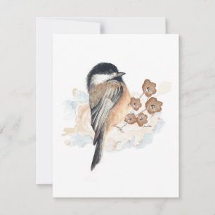 Elegant Chickadee Watercolor Note Card