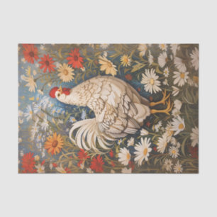 Elegant Chicken And Daisy Flowers Tissue Paper
