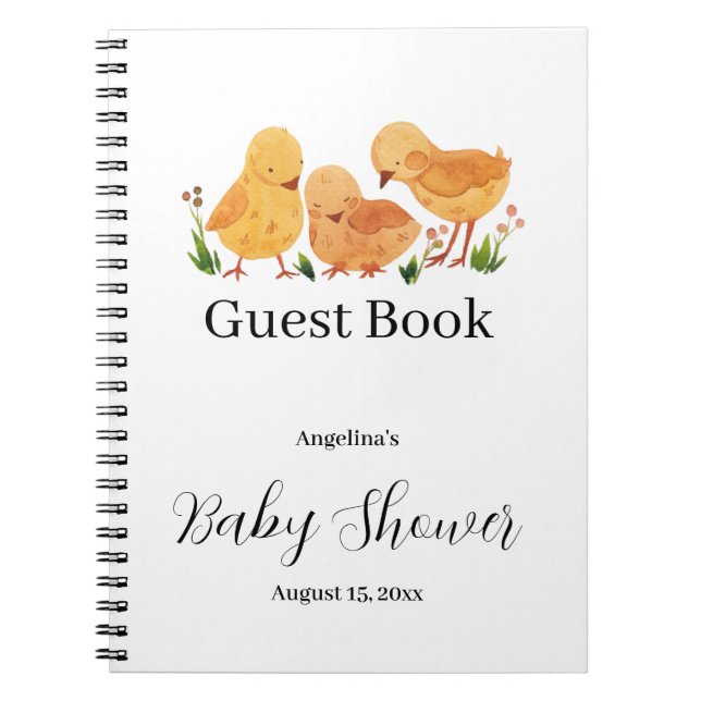Elegant Chicken Baby Shower Guest Book (Front)