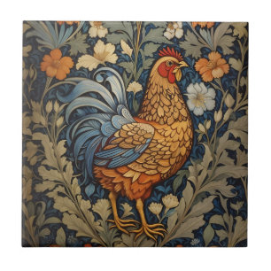 Elegant Chicken William Morris Inspired Floral Ceramic Tile