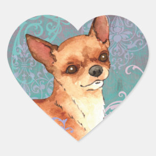 Elegant Chihuahua Heart Sticker