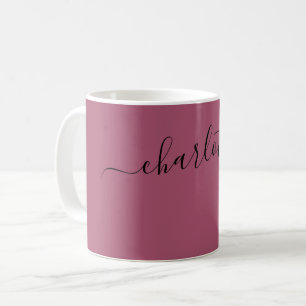 Elegant China Rose Colour Modern Name Personalised Coffee Mug