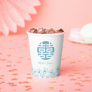 Elegant Chinese Double happiness Wedding Paper Cups