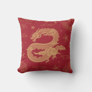 Elegant Chinese Dragon Velvet Effect Cushion