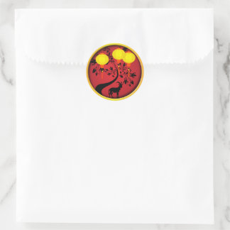 Elegant Chinese New Year Goat Gold Lanterns Classic Round Sticker