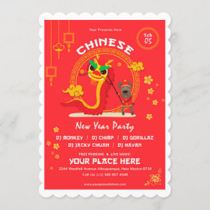 Elegant  Chinese New Year Invitation Card